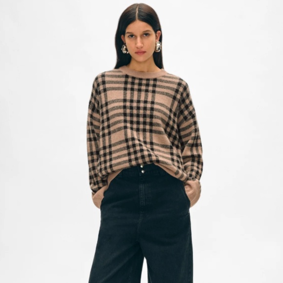 White + Warren Sweaters - WHITE + WARREN Cashmere Plaid Crewneck